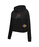 Pro Standard Women's Black Los Angeles Lakers Jewels Cropped Pullover Hoodie