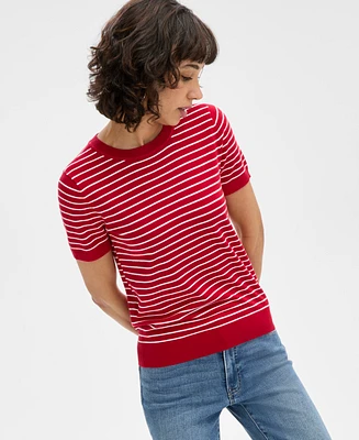 Nautica Jeans Women's Striped Short-Sleeve Sweater