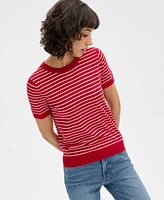 Nautica Jeans Women's Striped Short-Sleeve Sweater