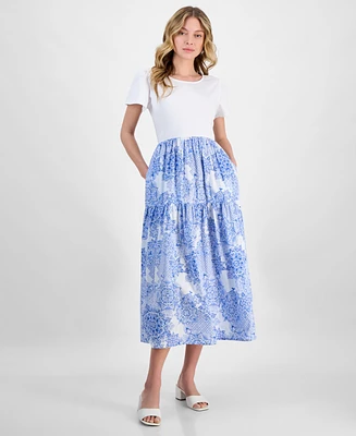 Nautica Jeans Women's Mixed Media Midi Dress