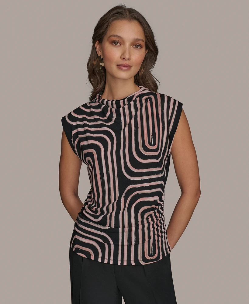 Donna Karan New York Women's Printed High-Neck Blouse