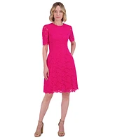 Jessica Howard Women's Elbow-Sleeve Lace A-Line Dress