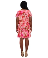 Jessica Howard Women's Tiered Floral-Print Chiffon Dress