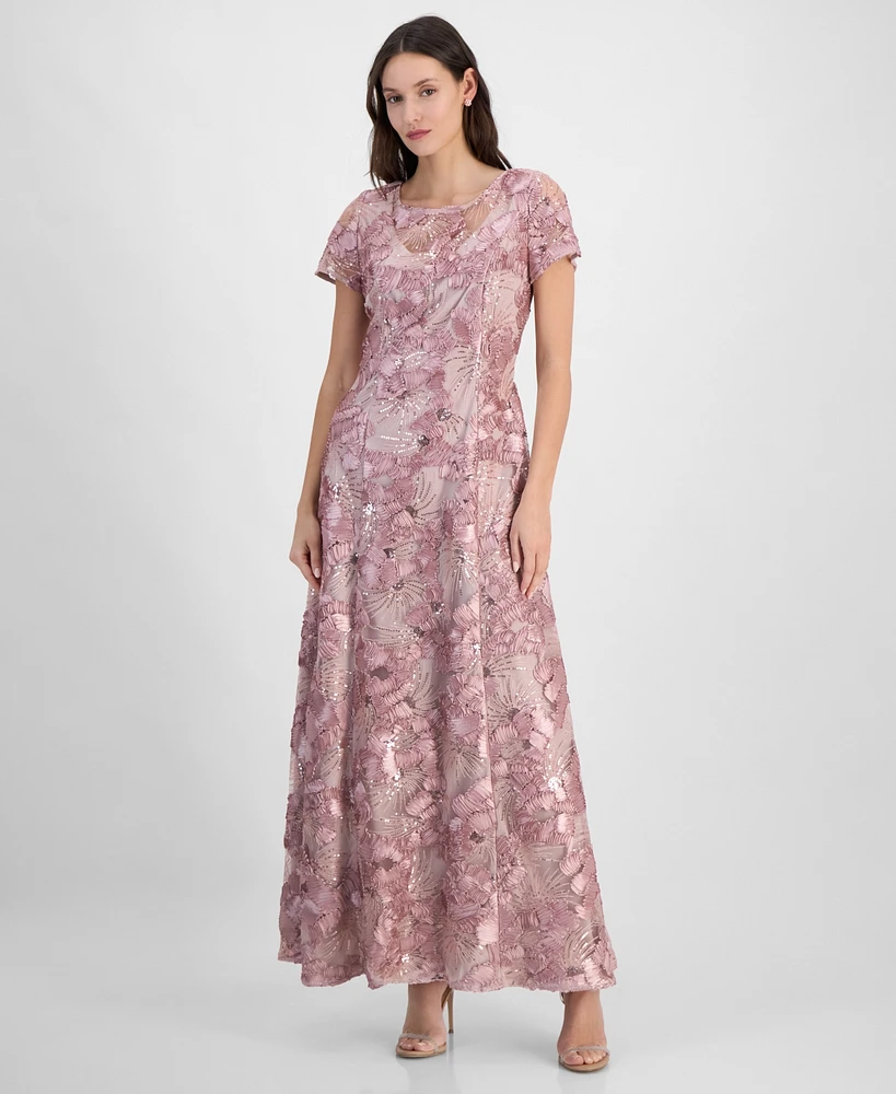 Alex Evenings Women's Soutache Sequined Evening Gown