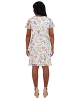 Jessica Howard Women's Tiered Floral-Print Chiffon Dress