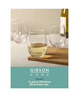 Gibson Home Bellini Glass 12 Piece All Purpose Stemless Red, White, Water, Beverage Glasses/Tumbler - Set of 12