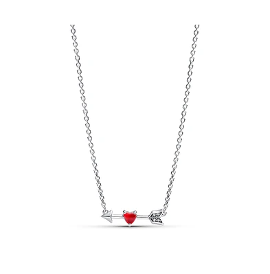 Pandora Sterling Silver Arrow and Murano Glass Heart Necklace