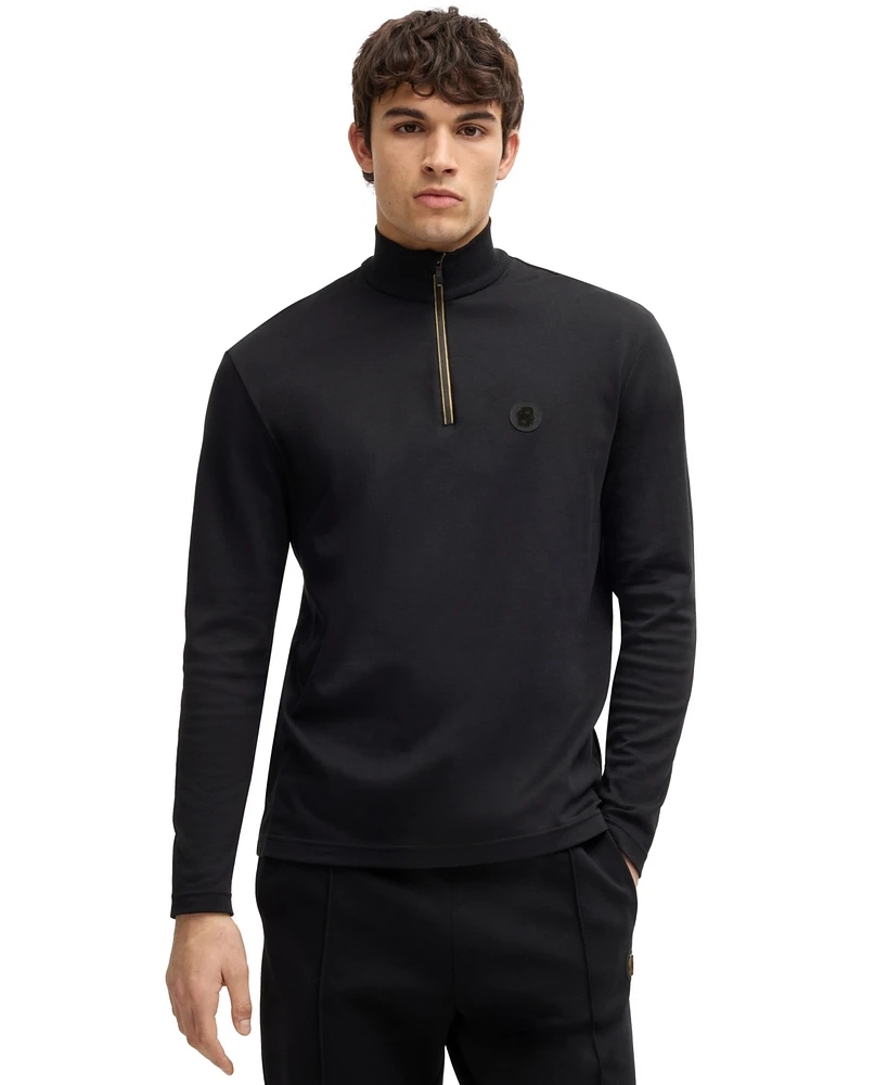 Boss by Hugo Men's Double B Monogram Zip-Neck Polo