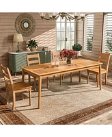 Person Outdoor Acacia Wood Dining Table with 1.96" Umbrella Hole Rectangular