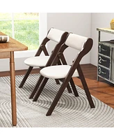 Set of 2 Folding Chairs with Comfy Padded Backrest and Seat