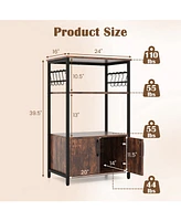 3-Tier Kitchen Baker's Rack with Cabinet and 2 Open Shelves