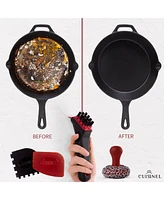 Cuisinel Cast Iron Chain Mail Scrubber + Cleaning Brush + Pan & Grill Scrapers - The Ultimate Skillet and Grill Cleaner Kit