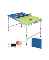 Foldable Ping Pong Table Game Set Mini Table Tennis Table with Adjustable Height for Indoor Fun