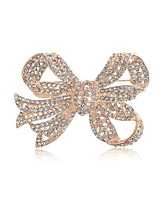 Bling Jewelry Victorian Style Royal Crystal Pave Filigree Ribbon Brooch Pin Silver Plated