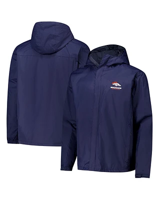 Dunbrooke Men's Navy Denver Broncos Tropic Waterproof Packable Full-Zip Hoodie Jacket