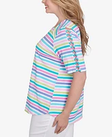 Ruby Rd. Plus Oasis Stripe Square Neck T-Shirt
