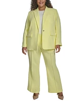 Dkny Plus Size Notched-Collar One-Button Crepe Blazer