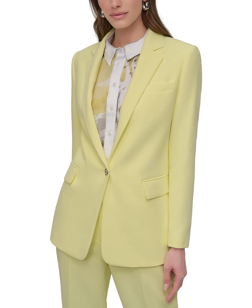 Dkny Petite Notched-Collar One-Button Crepe Blazer