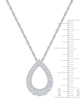 Diamond Open Teardrop Pendant Necklace (3/4 ct. t.w.) in 14k White Gold