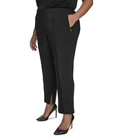 Dkny Plus Mid-Rise Zipper-Pocket Split-Hem Pants