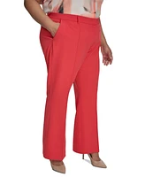 Dkny Plus Pintuck Mid-Rise Flared-Leg Pants