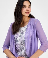 Connected Women's 2-Pc. Open-Front Jacket & Floral Dress Set