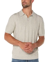 Liverpool Los Angeles Men's Kingston Slim Fit Short Sleeve Textured Stripe Polo Sweater