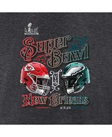Fanatics Women's Heather Charcoal Kansas City Chiefs vs. Philadelphia Eagles Super Bowl Lix Matchup Final Battle V-Neck T-Shirt