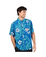 Margaritaville Men's Blue Super Bowl Lix Bourbon Street Party Button-Up Shirt