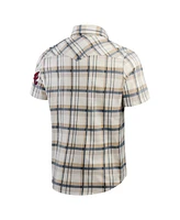 Fanatics Men's Cream Atlanta Braves Plaid Full-Snap Shirt