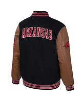 Colosseum Men's Black Arkansas Razorbacks Letterman Full-Snap Varsity Jacket