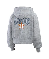 Wear by Erin Andrews Women's Heather Gray Houston Astros Speckled Fleece Cropped Full-Zip Hoodie