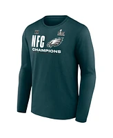 Fanatics Men's Midnight Green Philadelphia Eagles 2024 Nfc Champions Hail Mary Long Sleeve T-Shirt