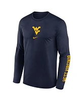 Nike Men's Navy West Virginia Mountaineers Primetime Center Lockup Two-Hit Legend Long Sleeve T-Shirt