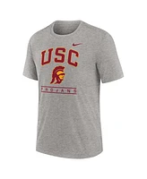 Nike Men's Heather Gray Usc Trojans Arch Over Logo Tri-Blend T-Shirt