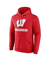 Fanatics Men's Red Wisconsin Badgers Team Lockup Pullover Hoodie