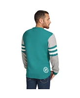 Tommy Hilfiger Men's Aqua/Heather Gray Miami Dolphins Acrylic Crewneck Pullover Sweatshirt