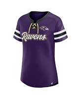 Fanatics Women's Purple Baltimore Ravens Iconic Bling Athena Lace-Up V-Neck T-Shirt