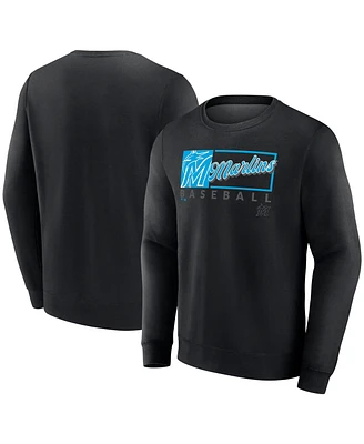 Fanatics Men's Black Miami Marlins Focus Fleece Pullover Sweatshirt