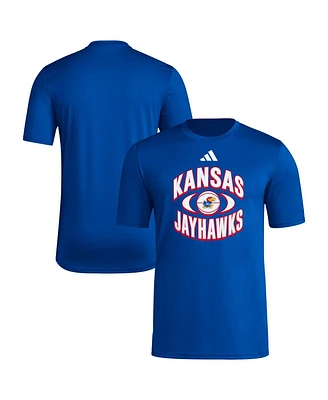 Adidas Men's Royal Kansas Jayhawks Basketball On Court Orbit Pregame T-Shirt