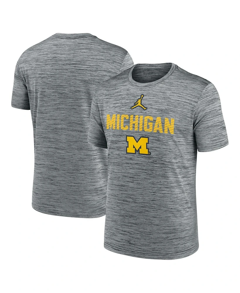 Jordan Men's Heather Gray Michigan Wolverines Campus Slant Velocity Performance T-Shirt