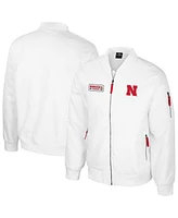 Colosseum Men's Nebraska Huskers White Rabbit Full-Zip Bomber Jacket