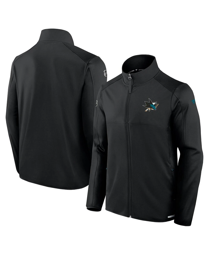 Fanatics Men's Black San Jose Sharks Authentic Pro Rink Fleece Full-Zip Jacket