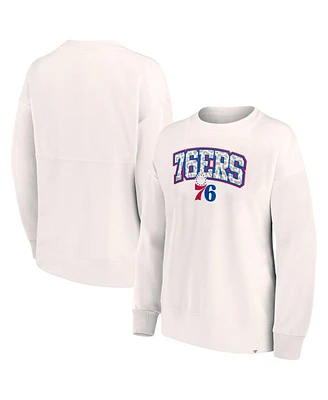 Fanatics Women's White Philadelphia 76ers Tonal Leopard Pullover Sweatshirt