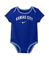 Nike Baby Boys and Girls Kansas City Royals Authentic Collection Three-Pack Bodysuit Set