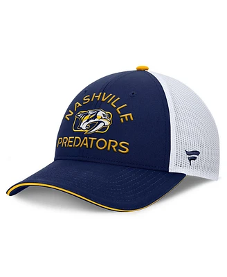 Fanatics Men's Navy/White Nashville Predators Authentic Pro Rink Trucker Hat