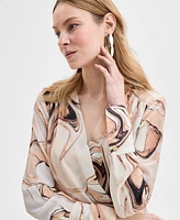 I.n.c. International Concepts Women's Printed Surplice Top, Exclusively at Macy's