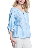 Jones New York Petite V-Neck Tied-Sleeve Top