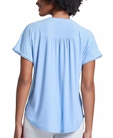 Jones New York Petite V-Neck Trimmed Top