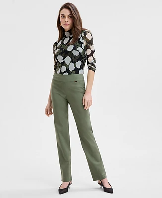 I.n.c. International Concepts Women's Tummy-Control Pull-On Straight-Leg Pants, Created for Macy's